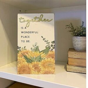Solid wood block decorative sentiment sign “Together is a wonderful place to be”